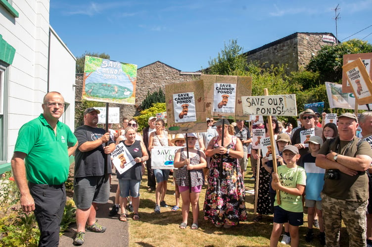 Forestry England’s Kevin Stannard met with protesters outside Bank House in Coleford