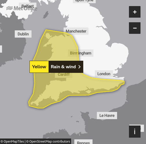 Met Office issues yellow weather warning for wind and rain