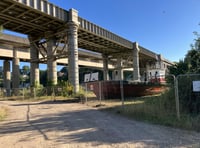 Work to strengthen the railway bridge over Wye