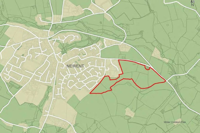 The site of the proposed 375 homes, which would greatly expand Newent