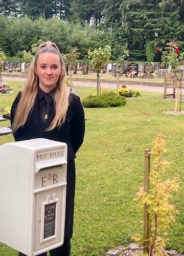 Keisha Williams, Crematorium Assistant with the new post box