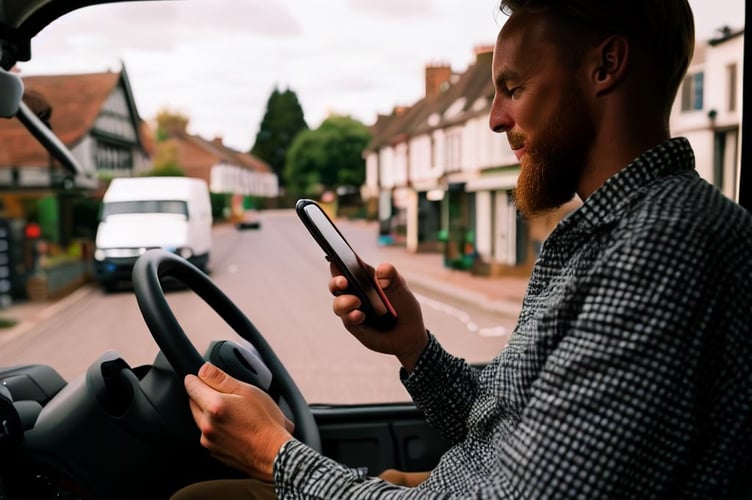 Man on phone while driving