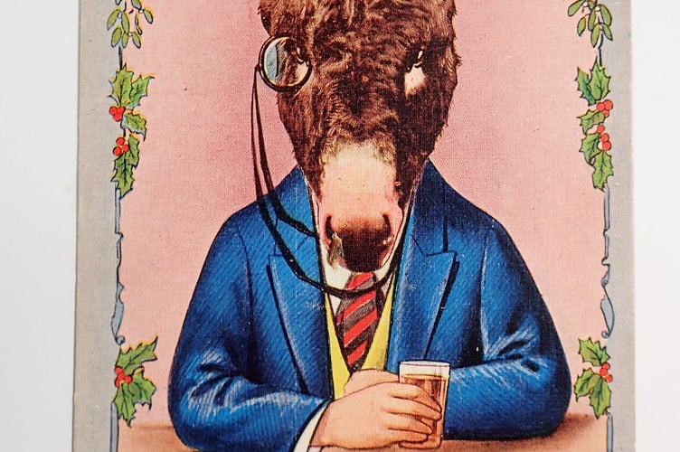 Christmas Donkey Postcard