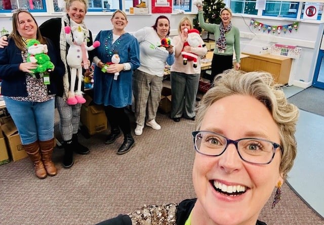 Staff and volunteers with some of the toys at the Gloucestershire retail event